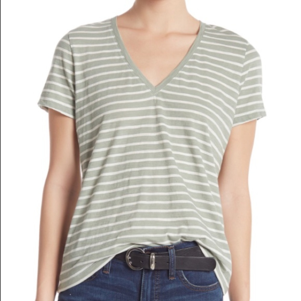 Madewell Theresa Striped V-Neck Striped T-Shirt M